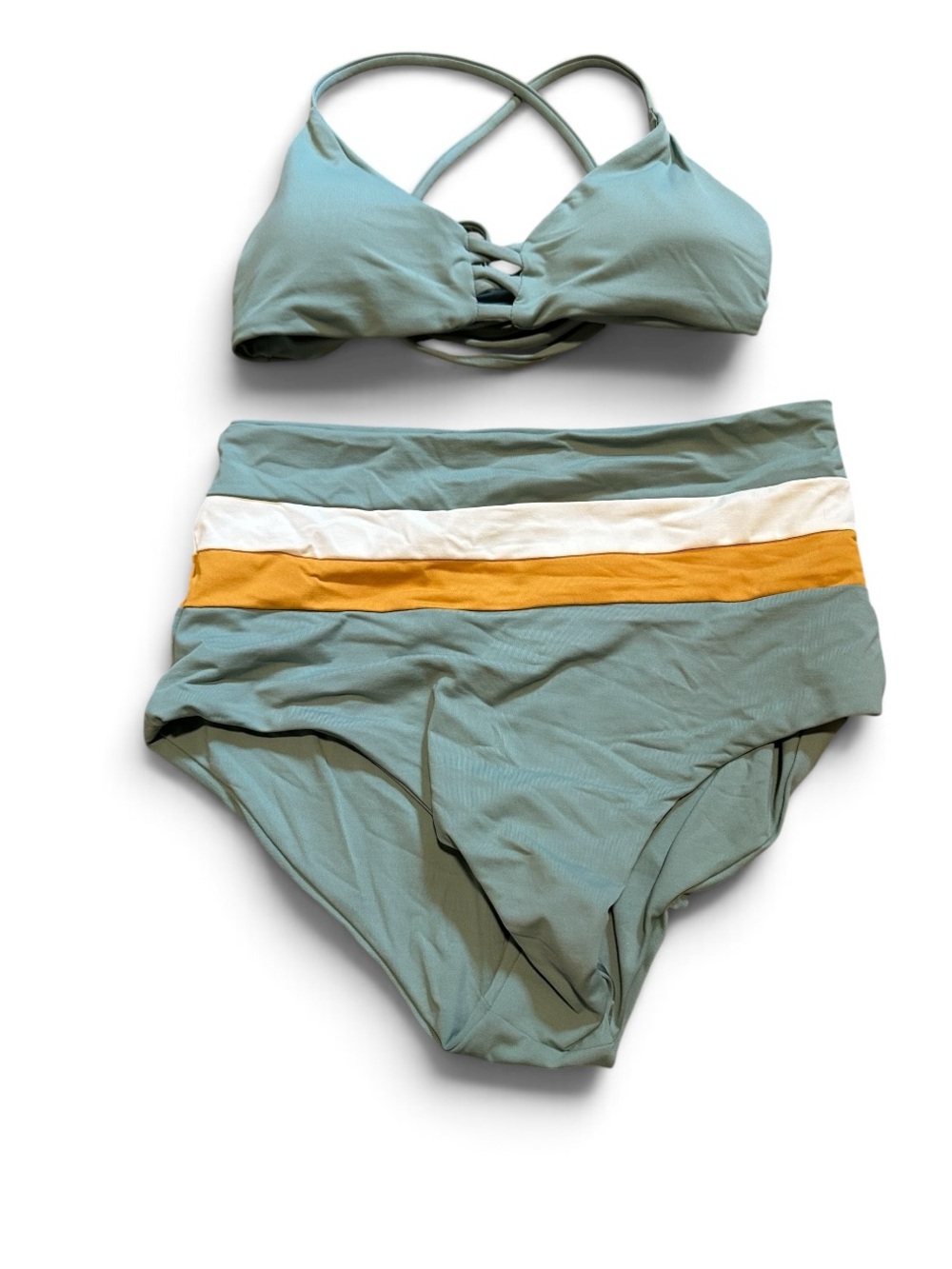 NWOT L*Space Portia stripe bikini bottoms sage extra small